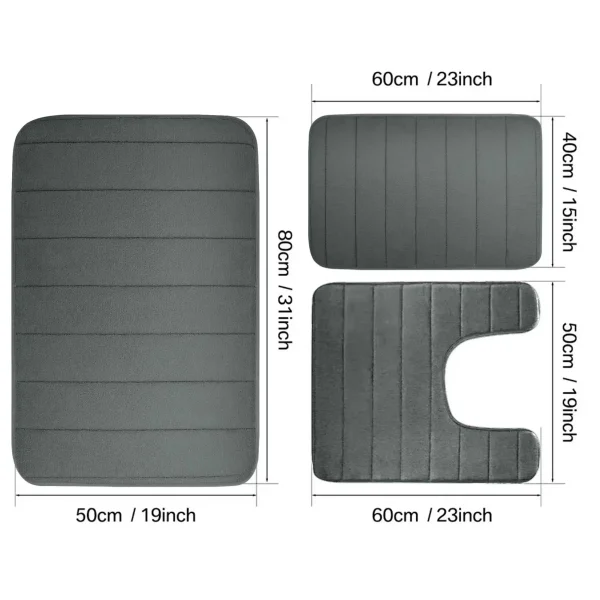 Black Memory Foam Bath Mat Soft Comfortable Super Water Absorption