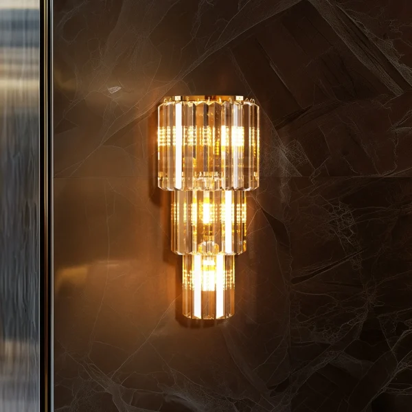 LUVODI Modern Crystal Wall Lamp 3-Layer Wall Crystal