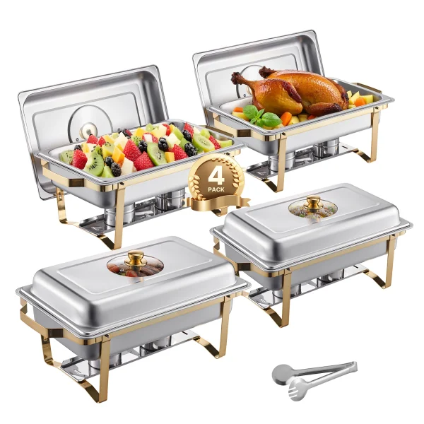 SucceBuy 8 Qt 2 4 Pack Chafing Dish Buffet Set Stainless Steel