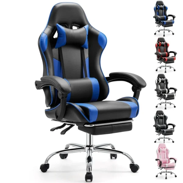 Gaming Chair with Adjustable Swivel and Lumbar Support